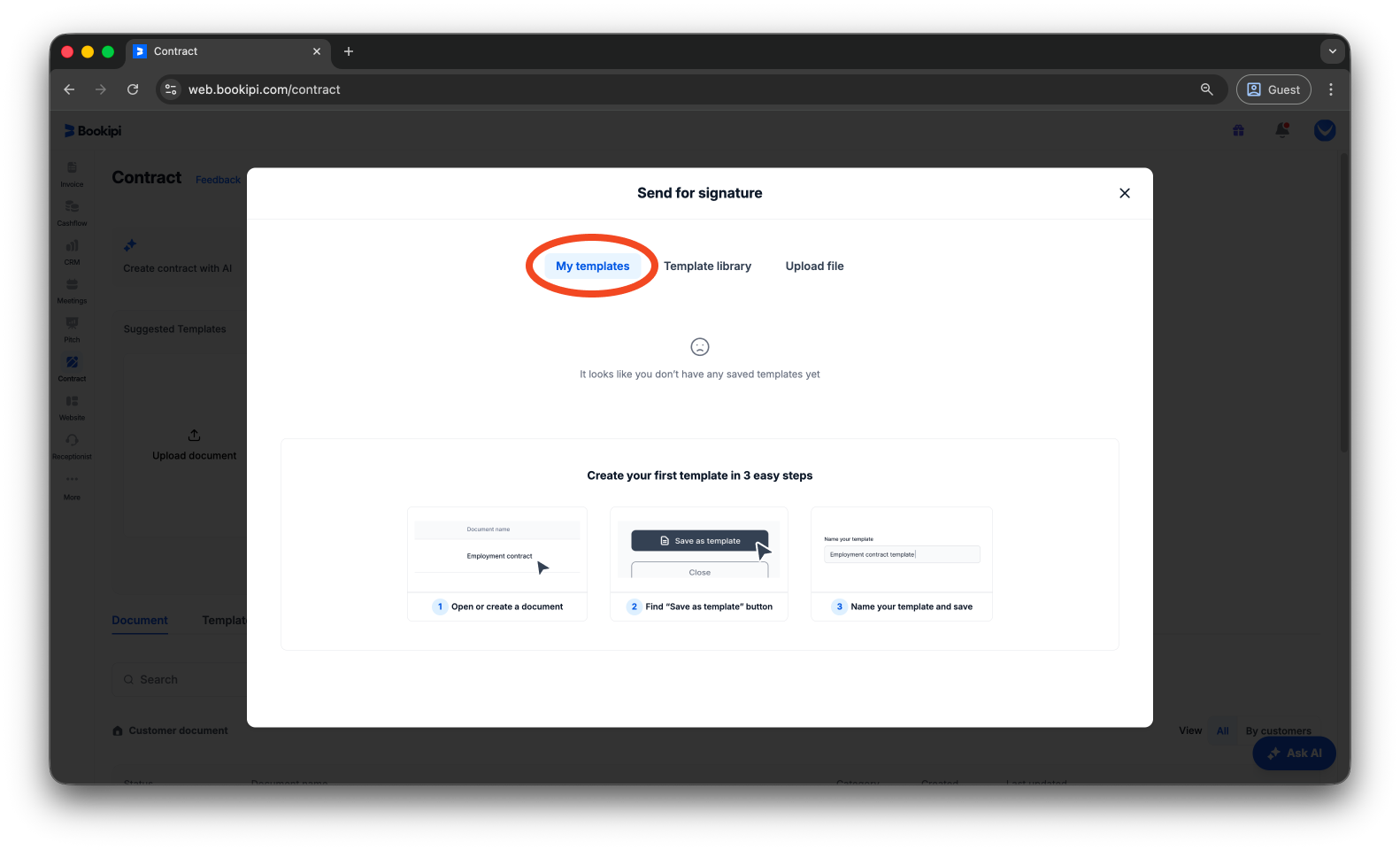 Bookipi eSign - How to create an eSign document from an existing template using Bookipi eSign - 9