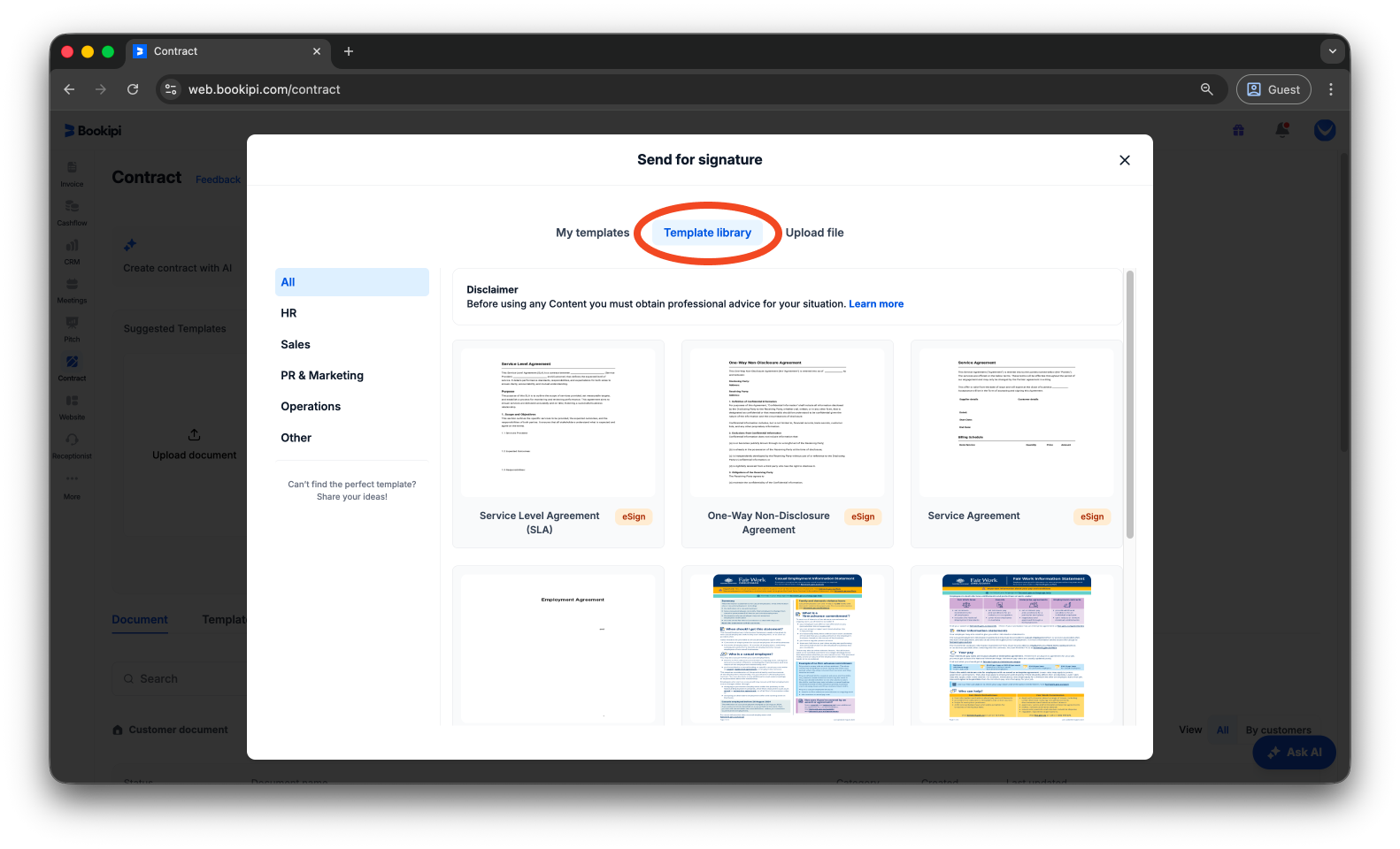 Bookipi eSign - How to create an eSign document from an existing template using Bookipi eSign - 5