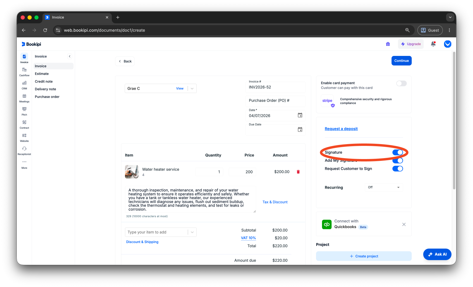 Invoice Web V2 - How to add a signature to invoices - 8
