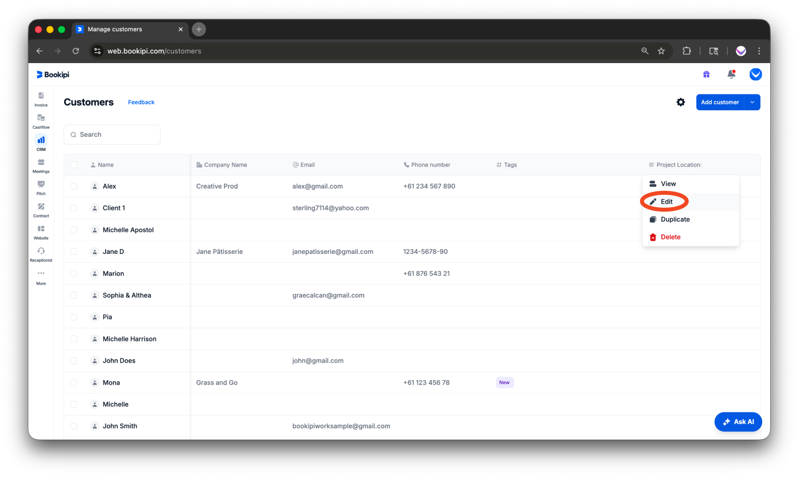 Invoice Web V2 - How to create, edit, copy and delete a customer - 13