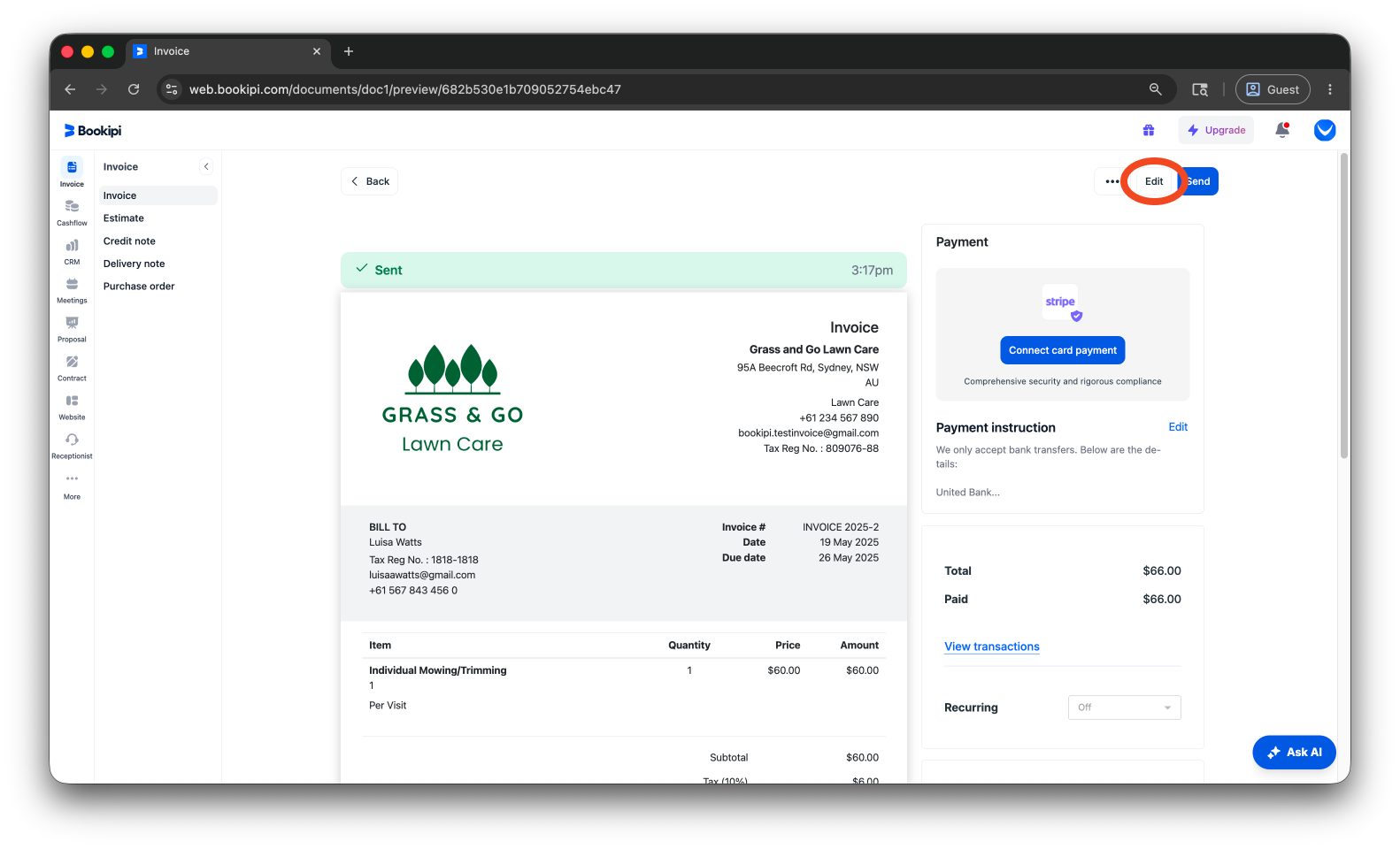 Invoice Web V2 - How to edit an invoice on the Web App - 5