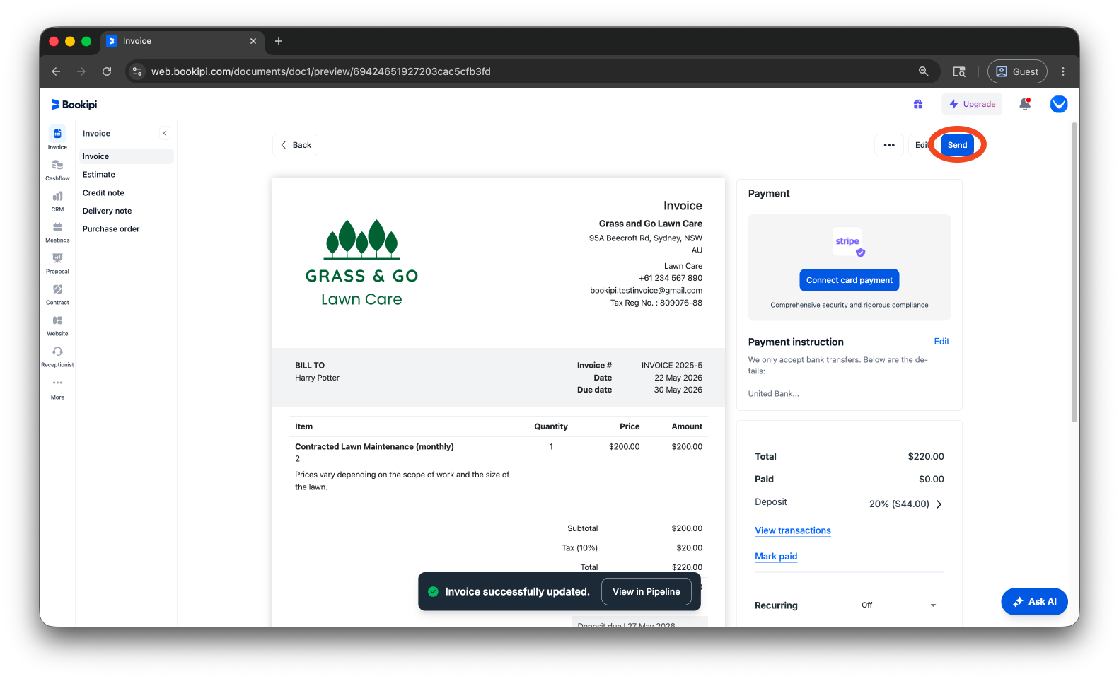 Invoice Web V2 - How to edit a deposit request - 6