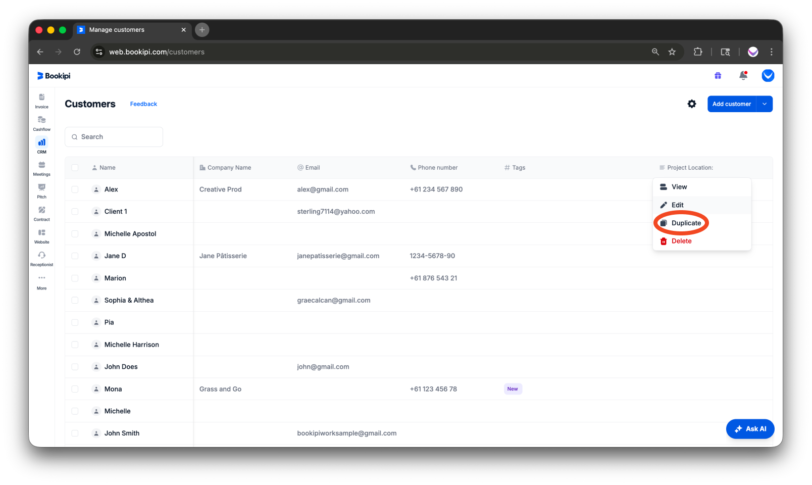 Invoice Web V2 - How to create, edit, copy and delete a customer - 19