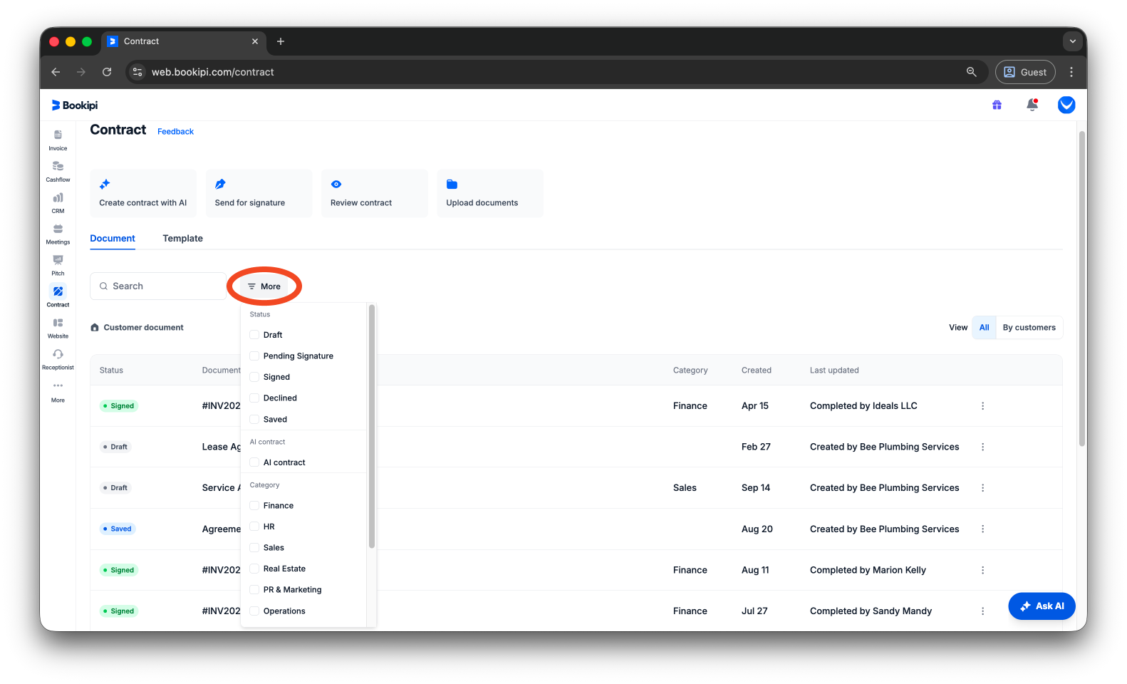 Uncategorized - How to search and filter documents in Bookipi eSign - 3