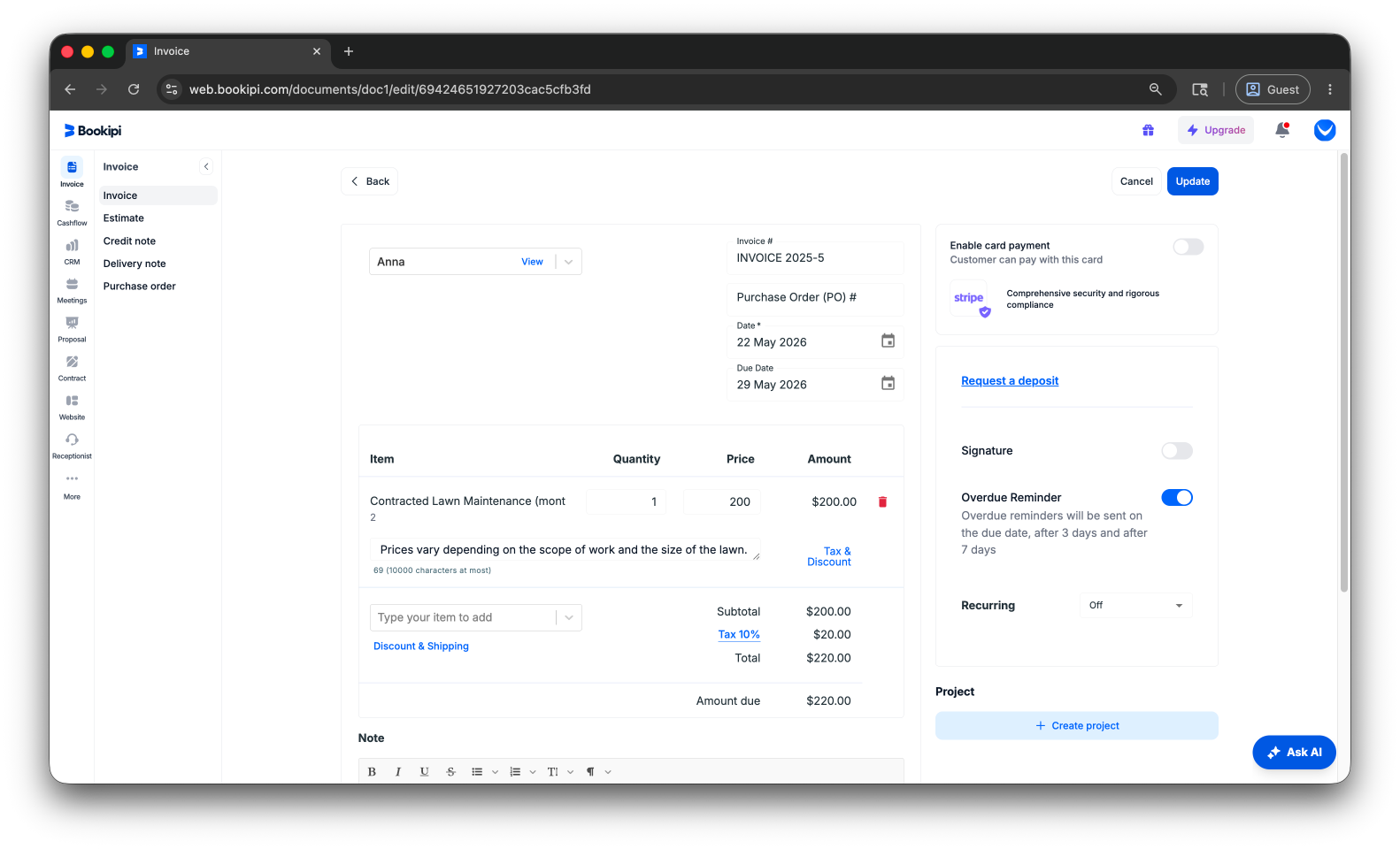 Invoice Web V2 - How to remove the due date on invoices on the Web App - 4