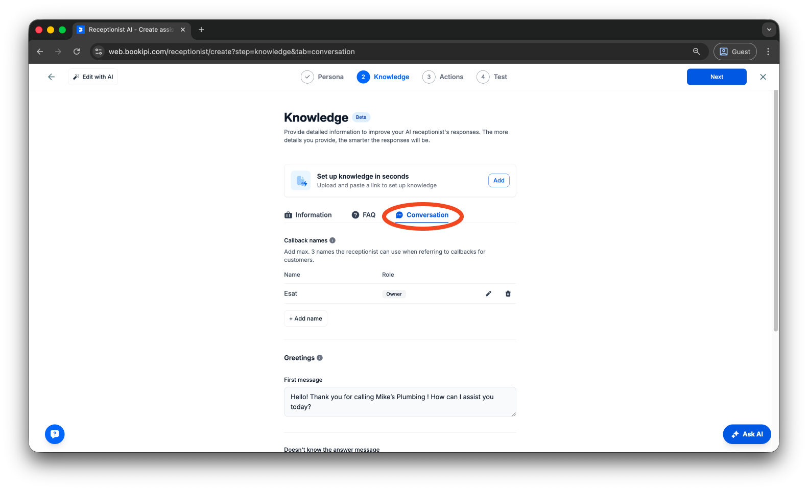 Uncategorized - How to edit your Bookipi AI Receptionist - 10
