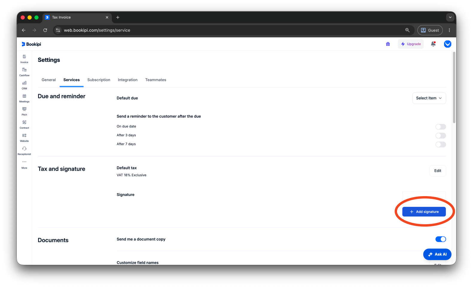 Invoice Web V2 - How to add a signature to invoices - 4