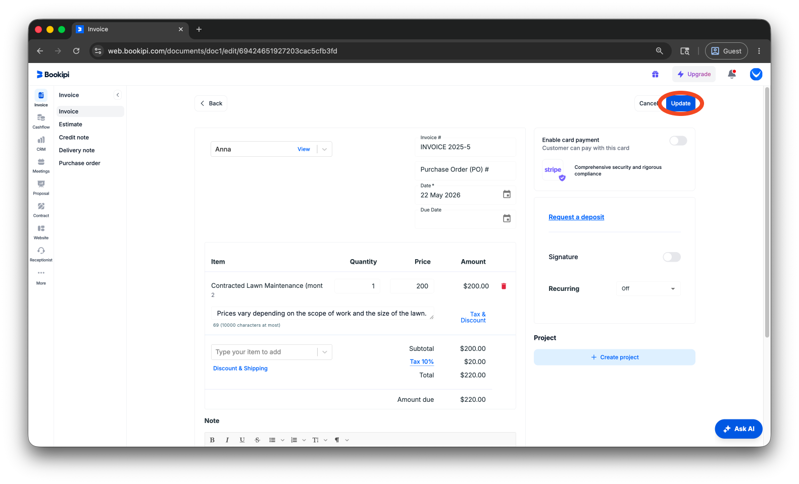 Invoice Web V2 - How to remove the due date on invoices on the Web App - 8