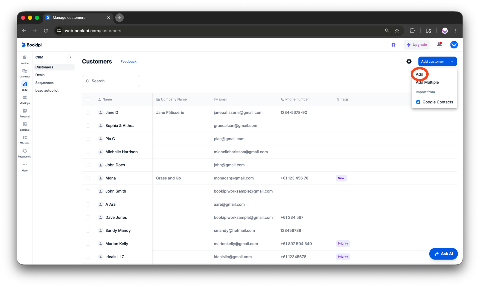 Invoice Web V2 - How to add a customer to the customer detail screen - 4