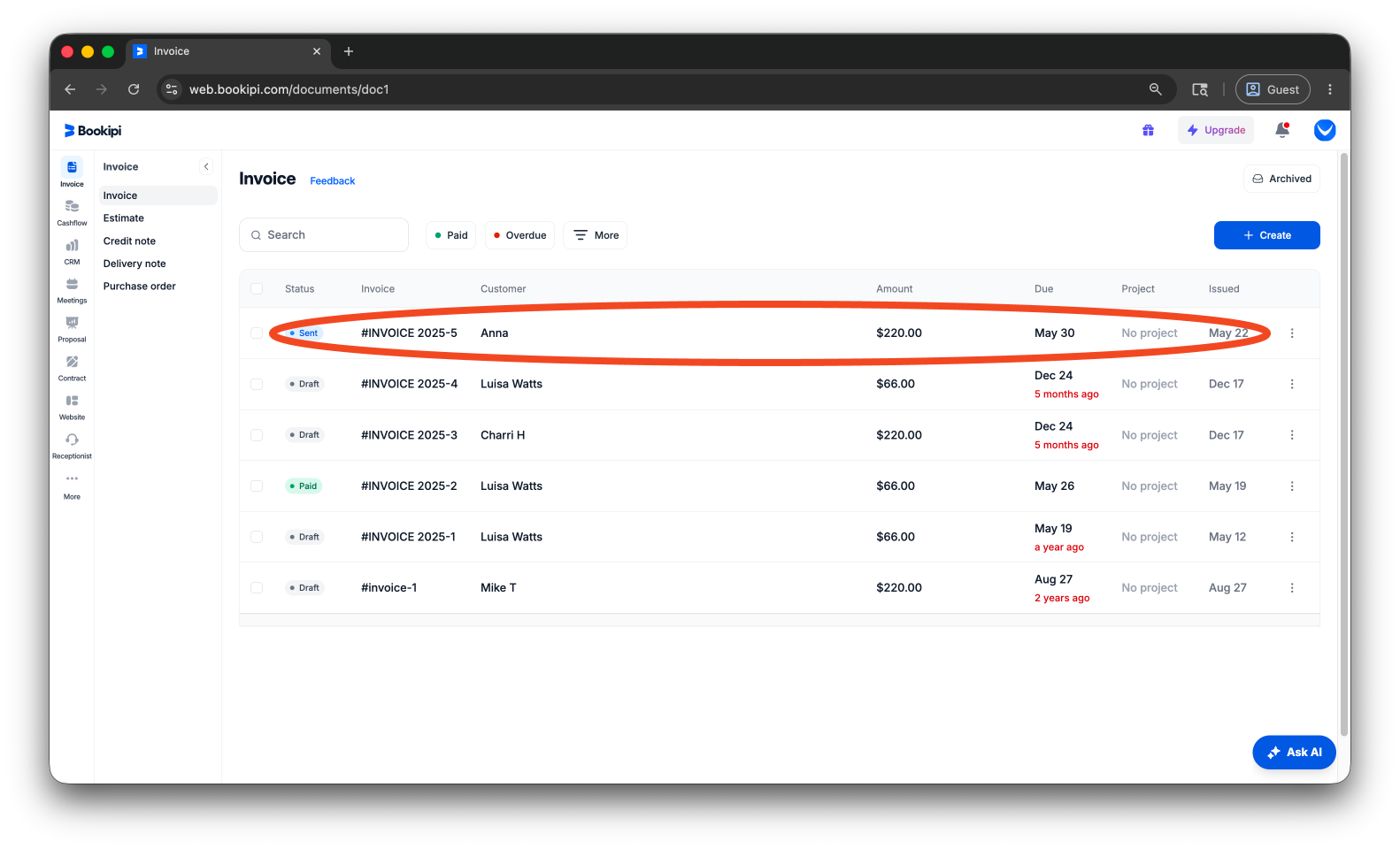 Invoice Web V2 - How to mark the invoice as paid and send a receipt using the web app - 2