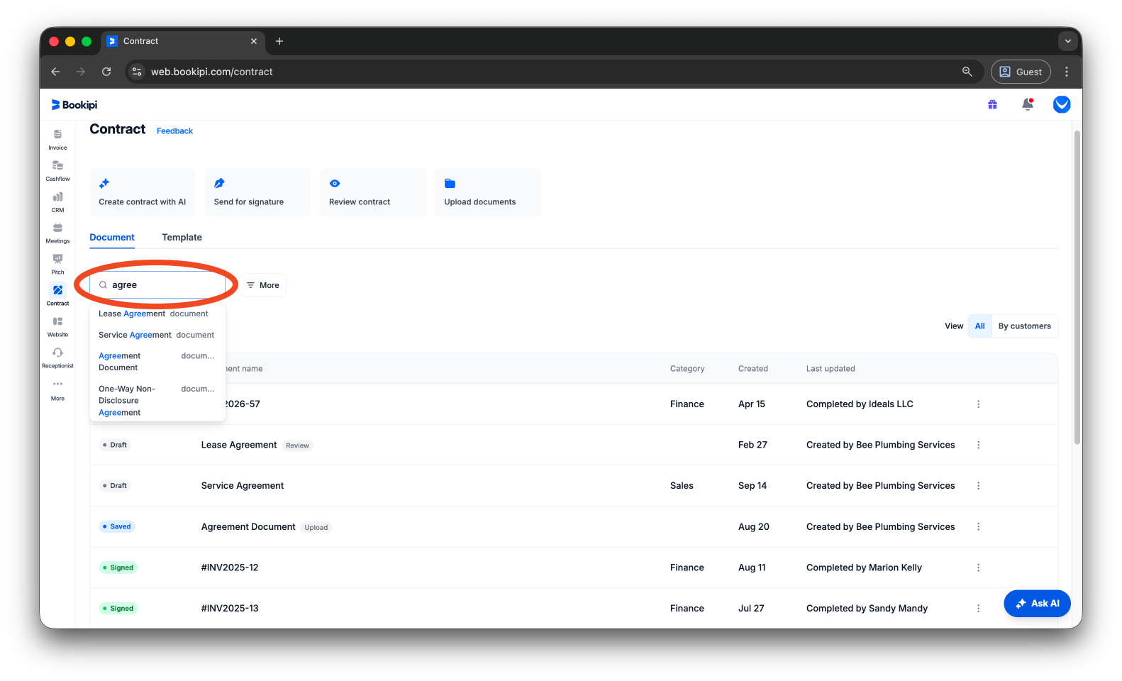 Uncategorized - How to search and filter documents in Bookipi eSign - 2