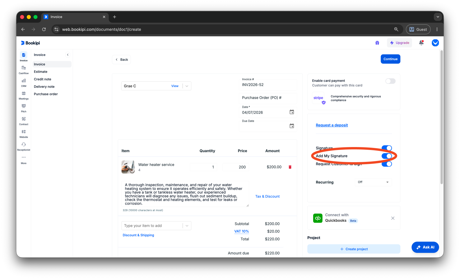 Invoice Web V2 - How to add a signature to invoices - 9