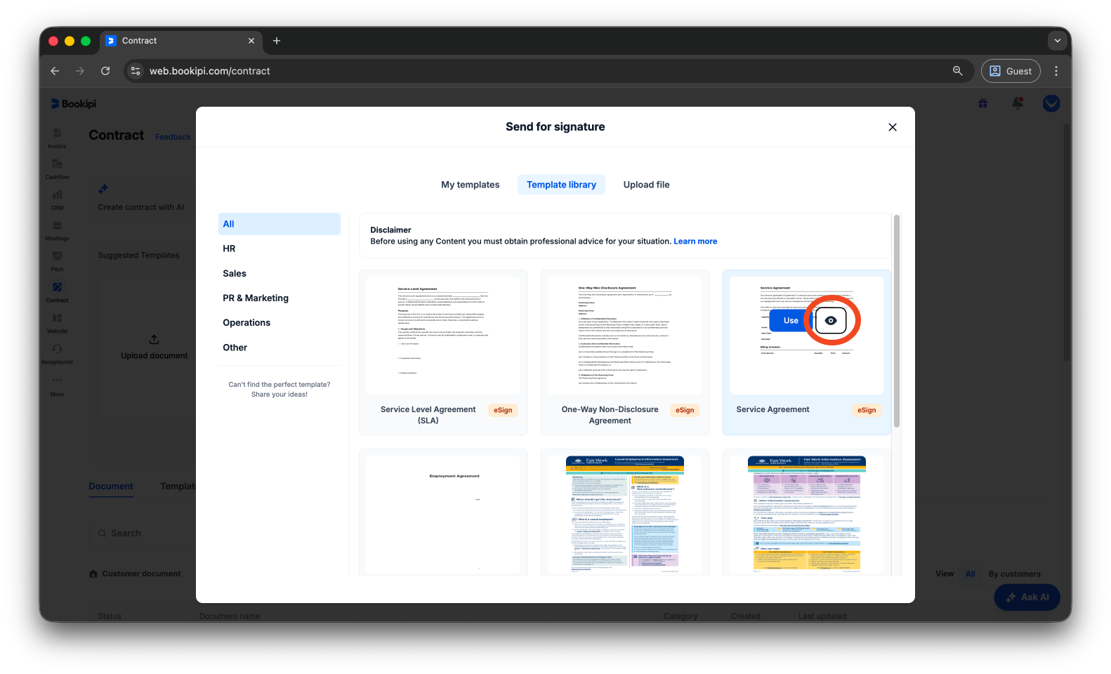 Bookipi eSign - How to create an eSign document from an existing template using Bookipi eSign - 7
