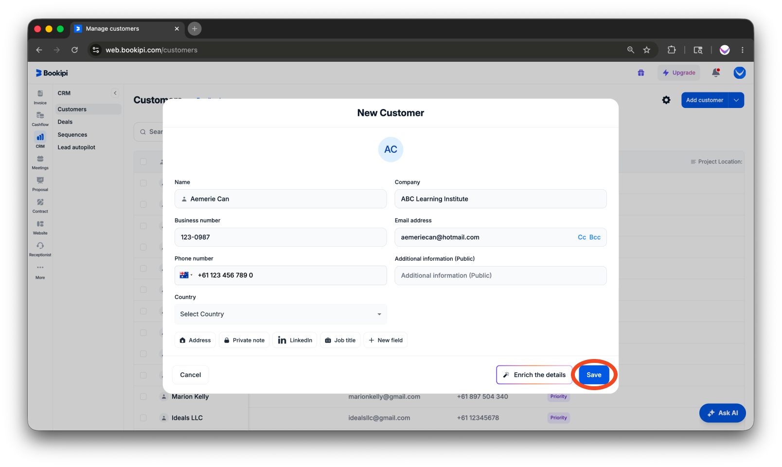 Invoice Web V2 - How to add a customer to the customer detail screen - 8