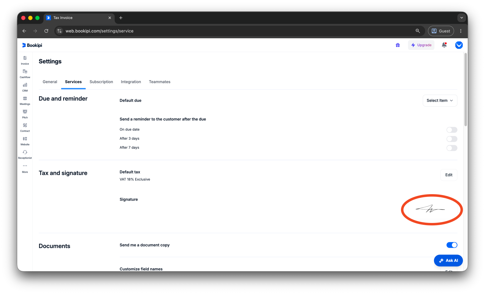 Invoice Web V2 - How to edit your signature in invoices - 8