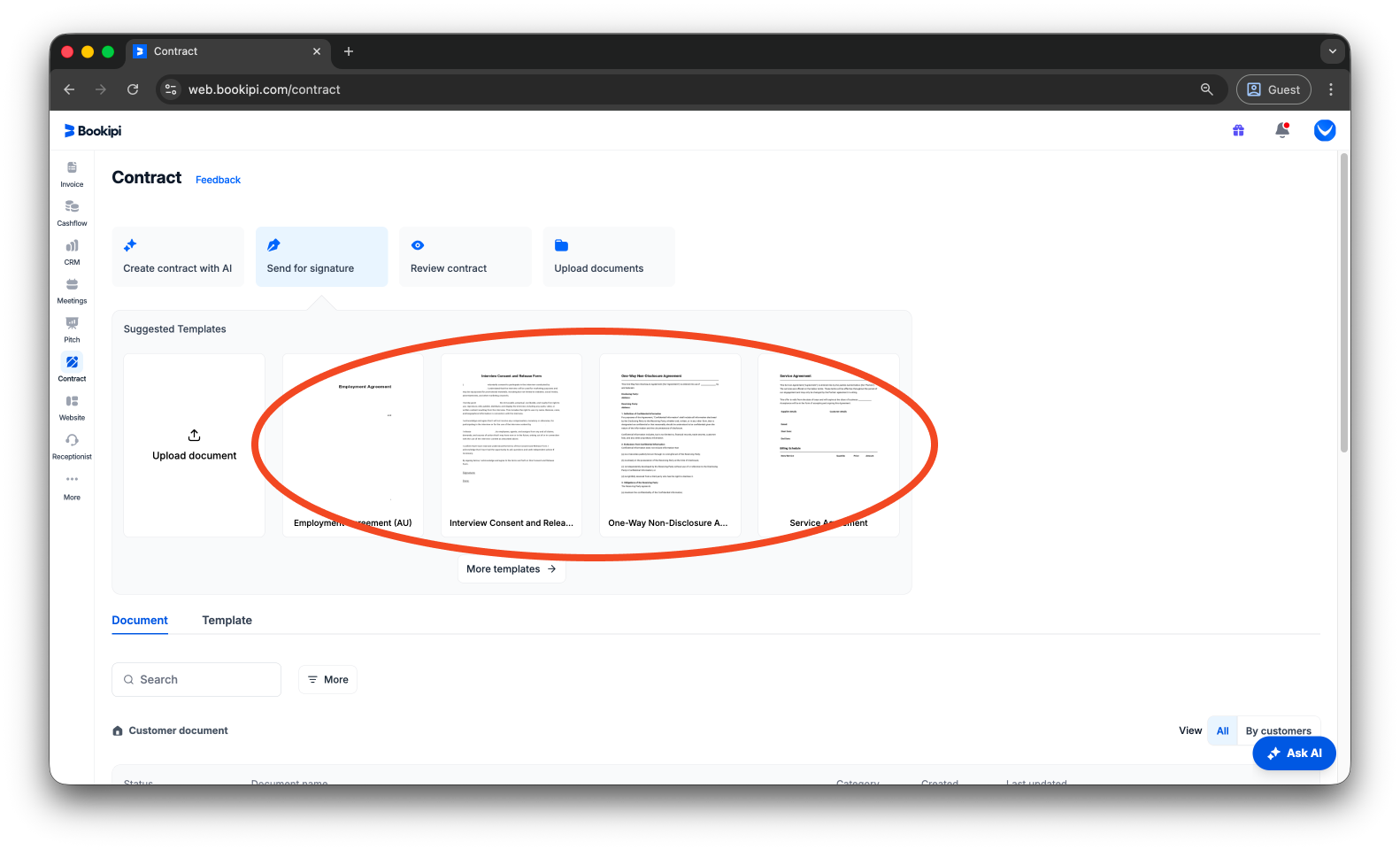 Bookipi eSign - How to create an eSign document from an existing template using Bookipi eSign - 3