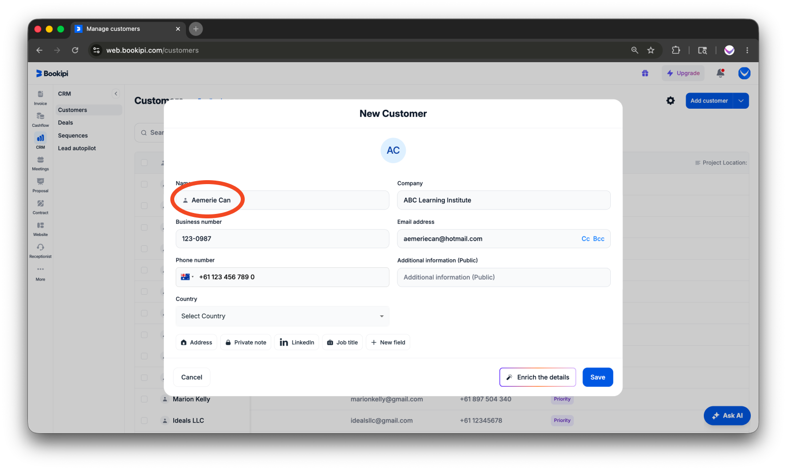 Invoice Web V2 - How to add a customer to the customer detail screen - 5