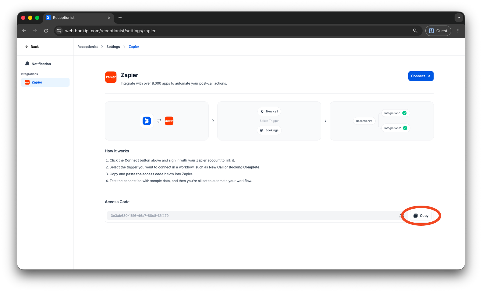 Uncategorized - How to connect Zapier with Bookipi AI Receptionist - 8