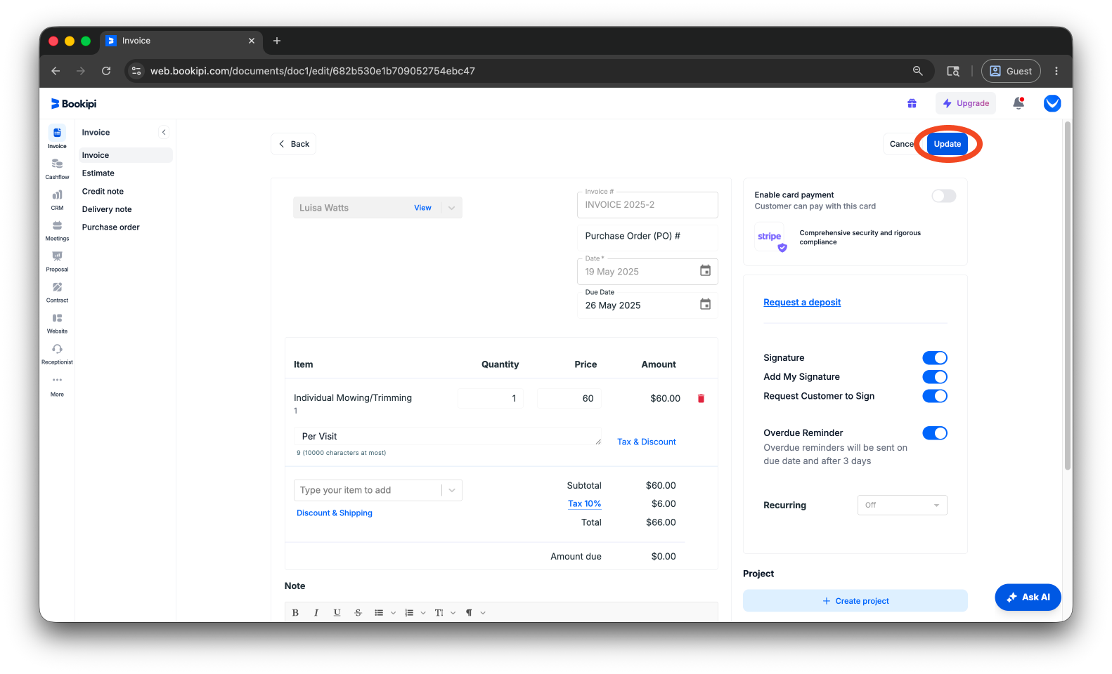 Invoice Web V2 - How to edit an invoice on the Web App - 6