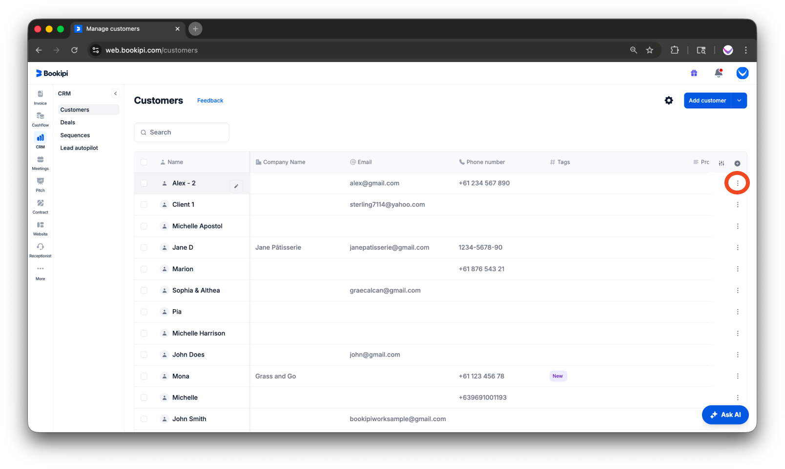 Invoice Web V2 - How to create, edit, copy and delete a customer - 23