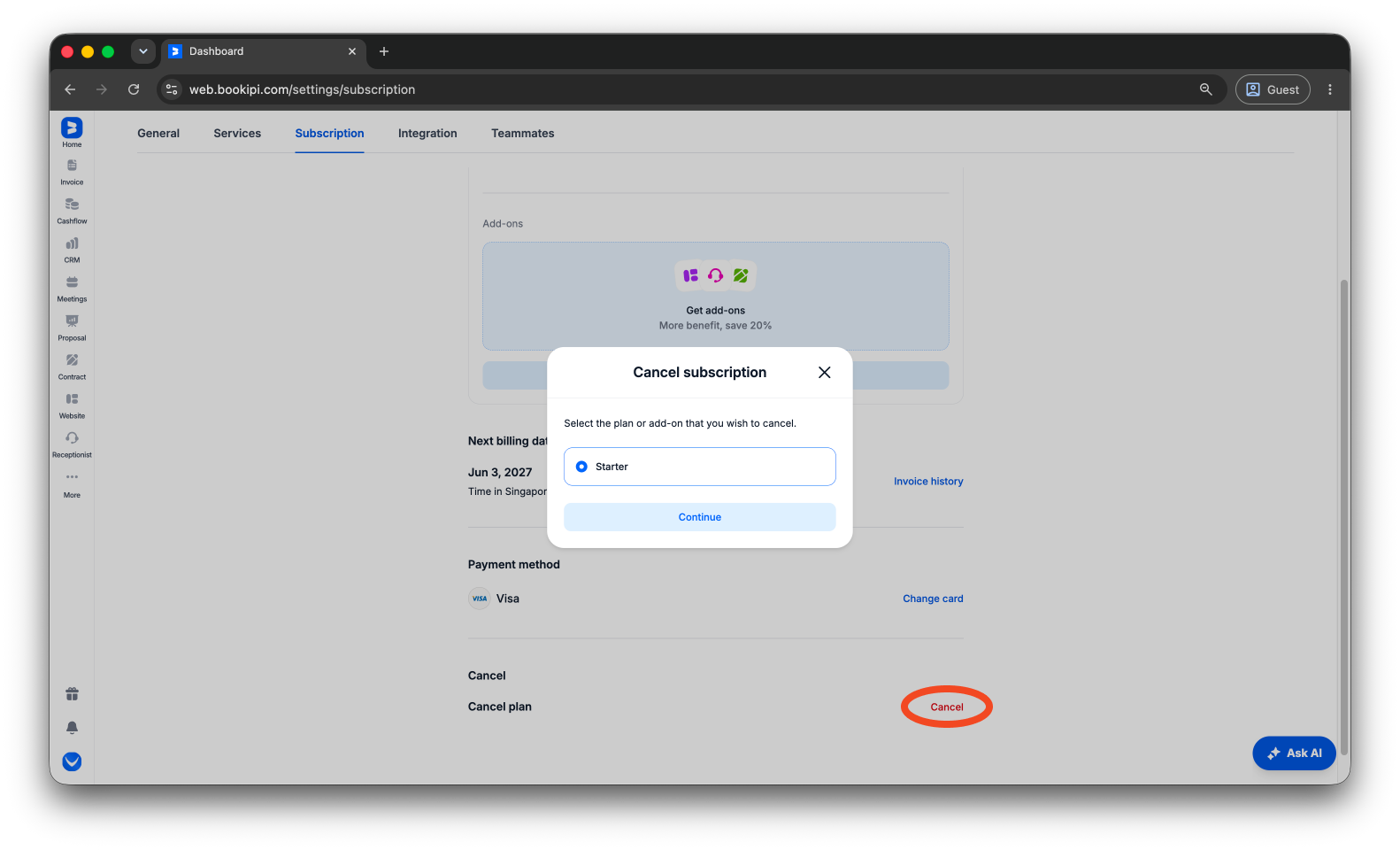 Bookipi Subscriptions - How to check and manage your subscription - 9