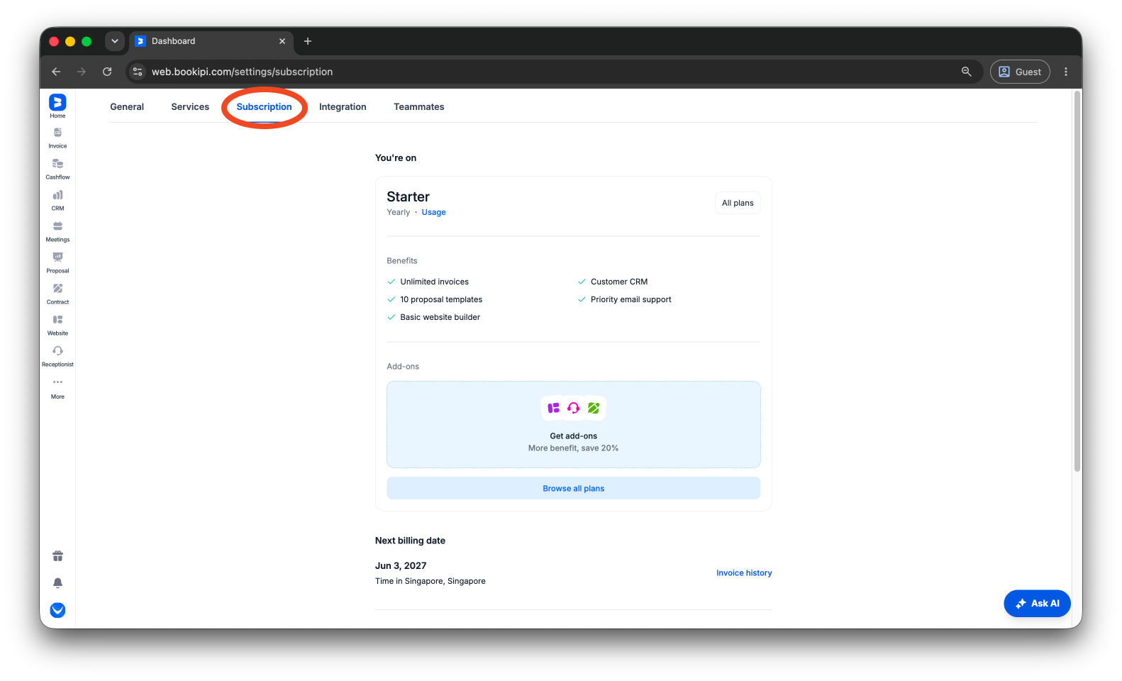 Bookipi Subscriptions - How to check and manage your subscription - 4