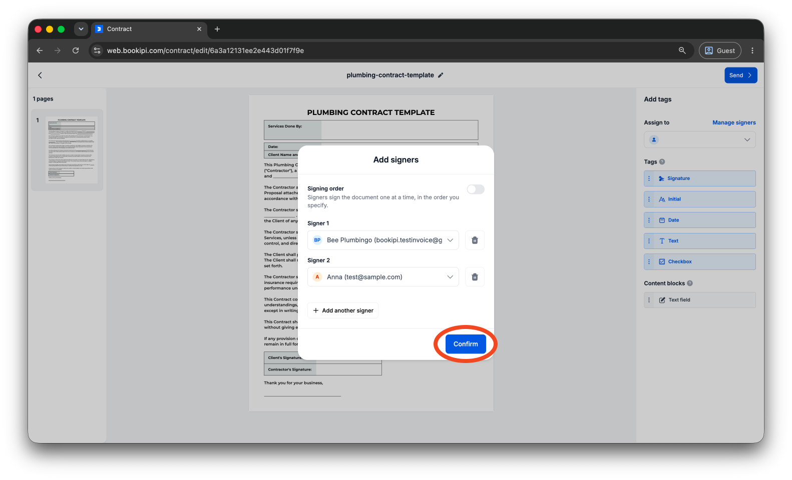 Bookipi eSign - How to create and send an eSign document using Bookipi eSign Web - 5