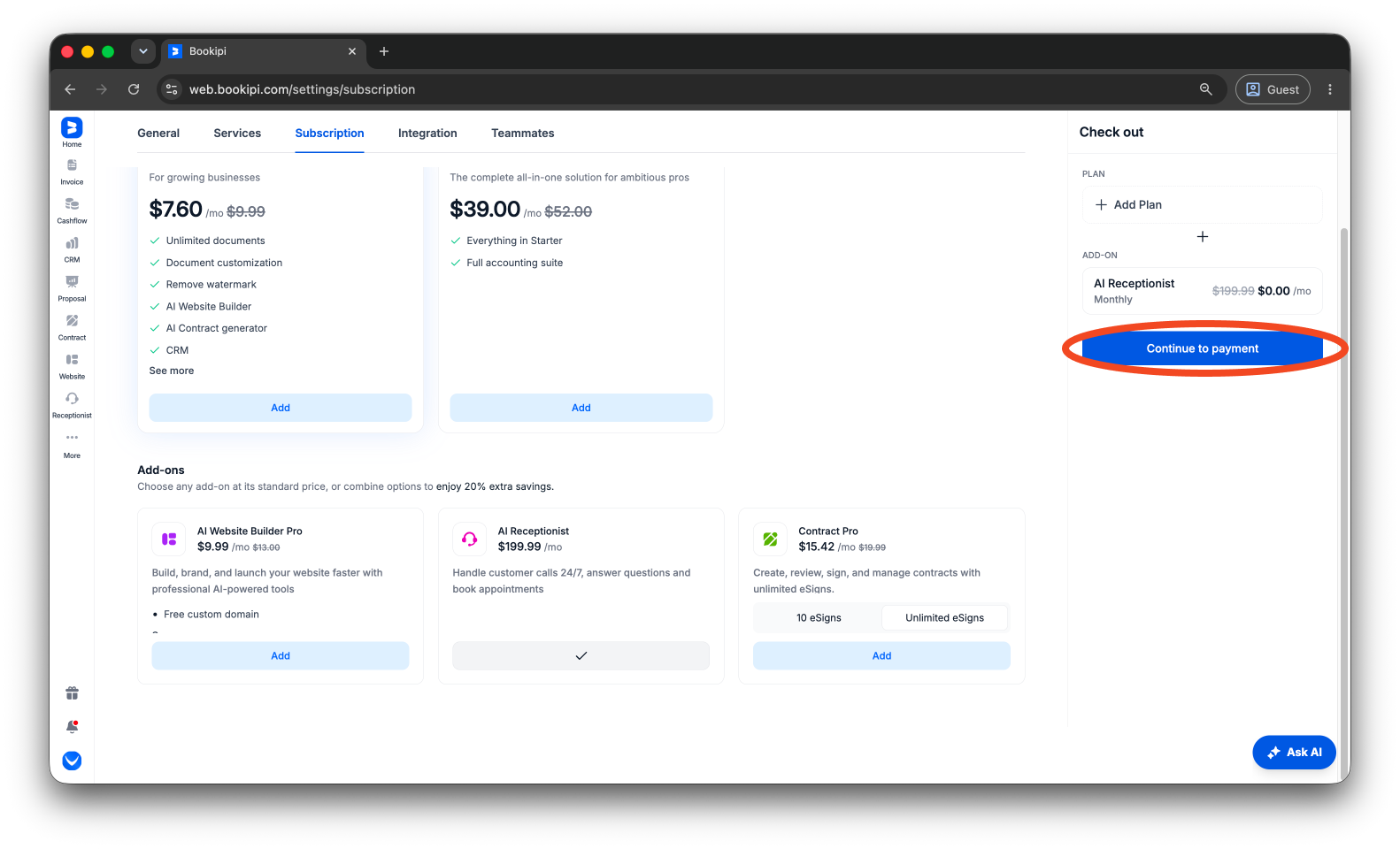 Uncategorized - How to subscribe to the AI Receptionist - 6
