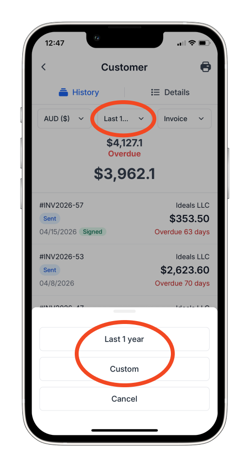 Invoice Mobile App - How to create and send a customer statement - 6