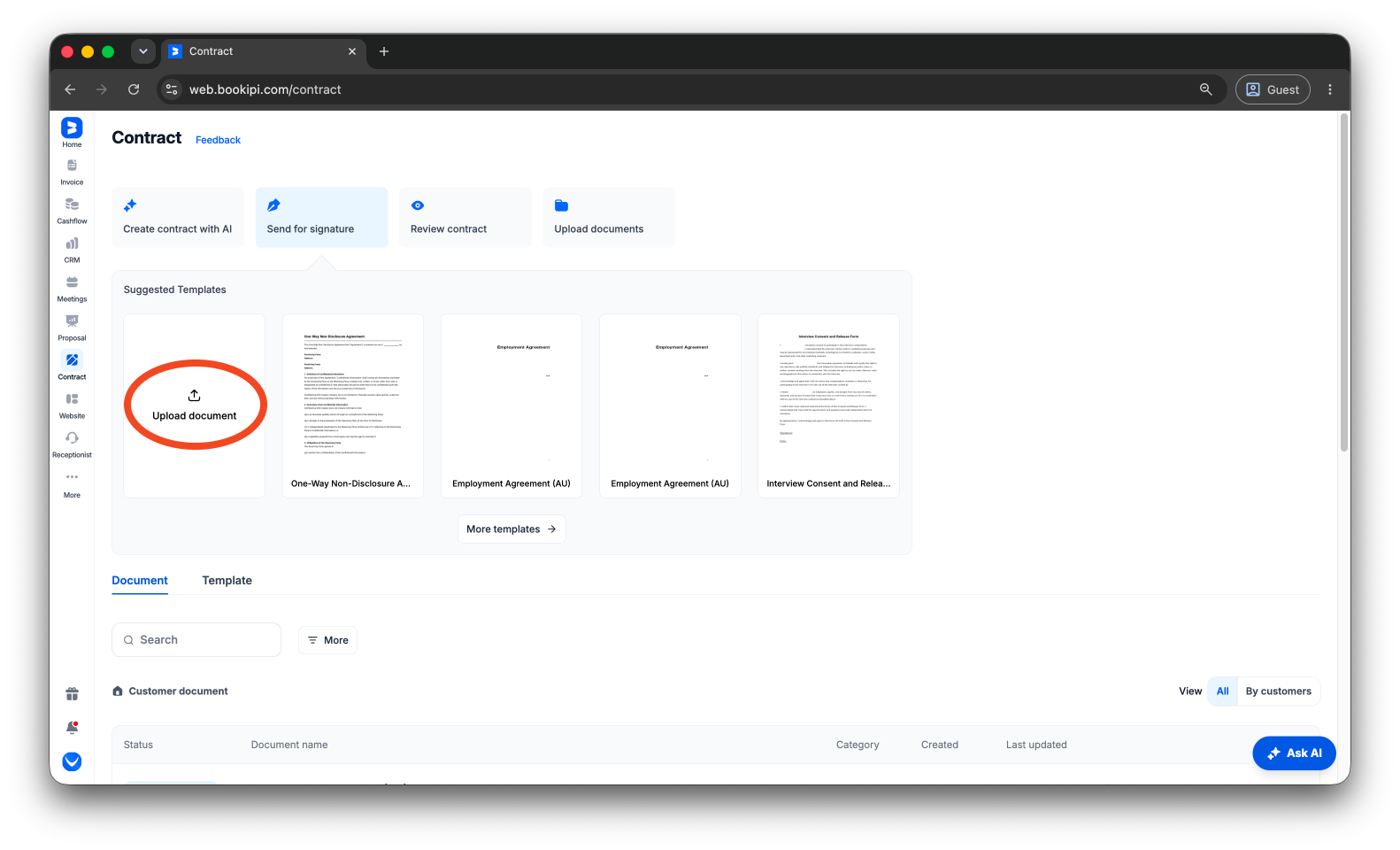 Bookipi eSign - How to create and send an eSign document using Bookipi eSign Web - 3