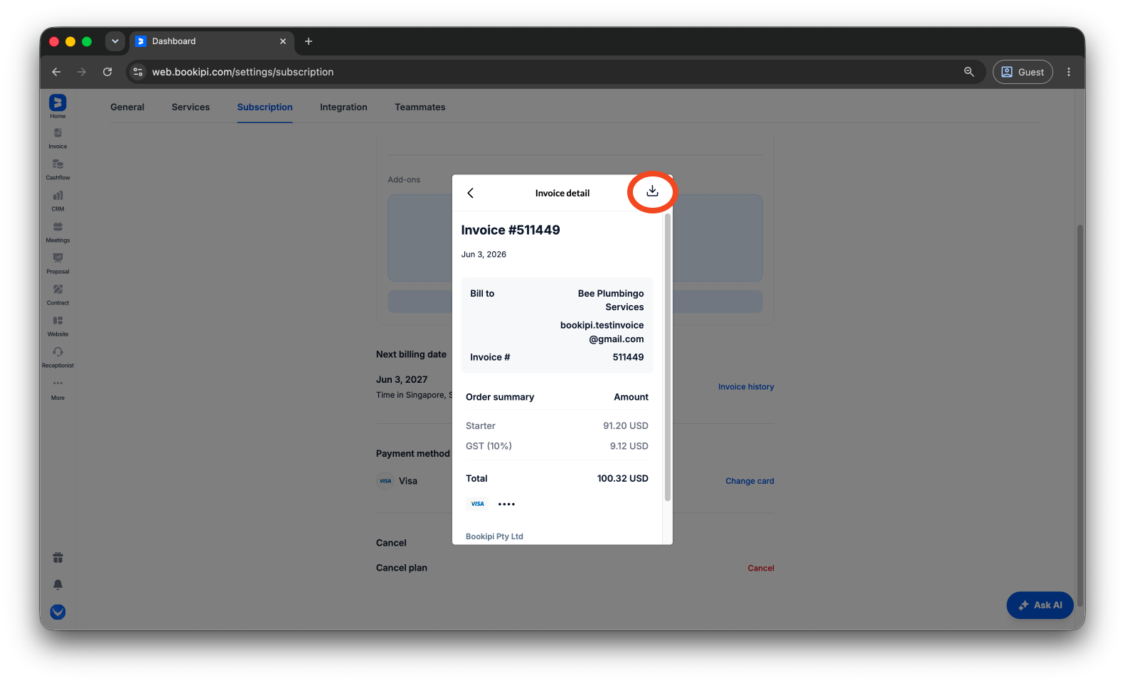 Bookipi Subscriptions - How to check and manage your subscription - 8