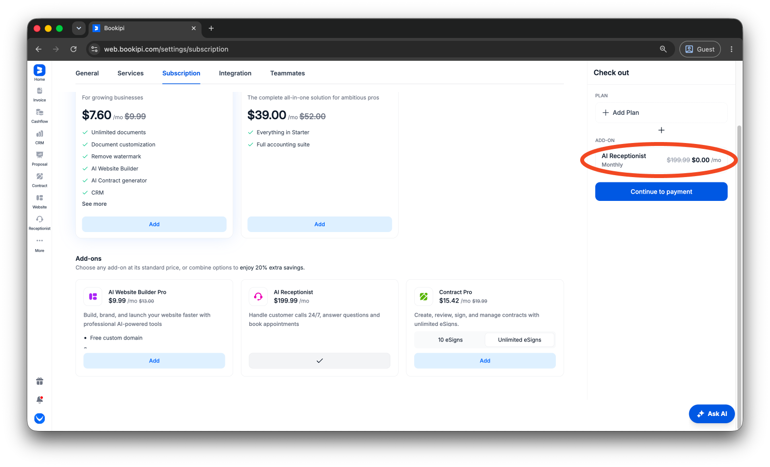 Uncategorized - How to subscribe to the AI Receptionist - 5
