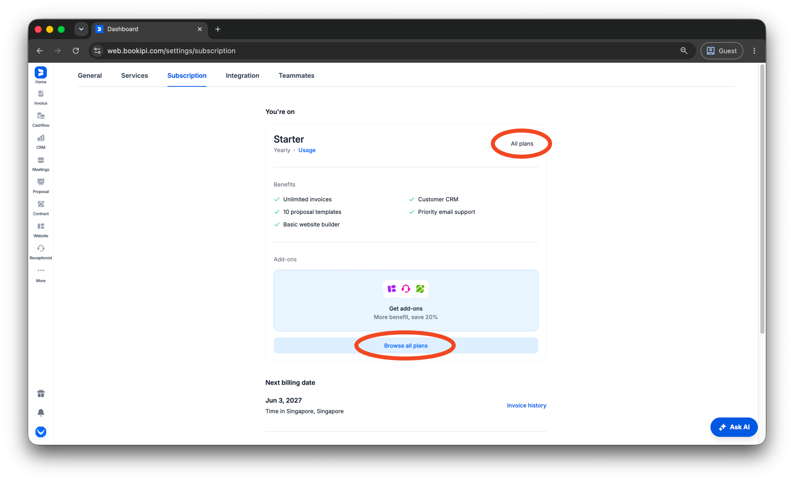 Bookipi Subscriptions - How to check and manage your subscription - 5