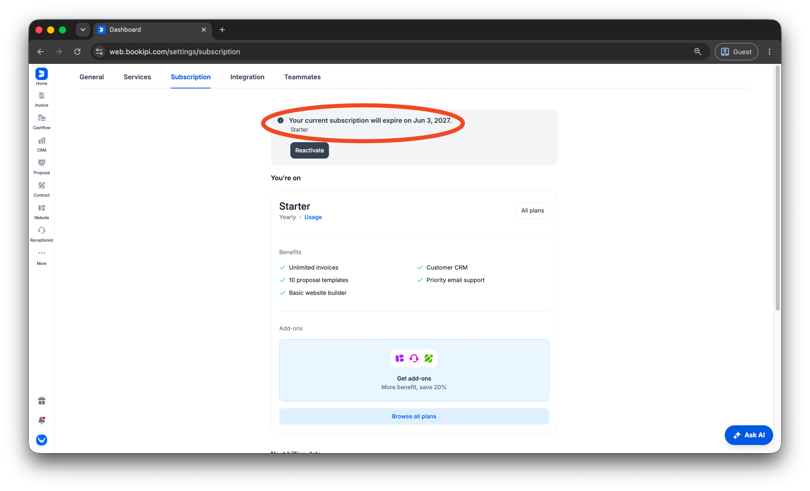 Bookipi Subscriptions - How to cancel a subscription - 9