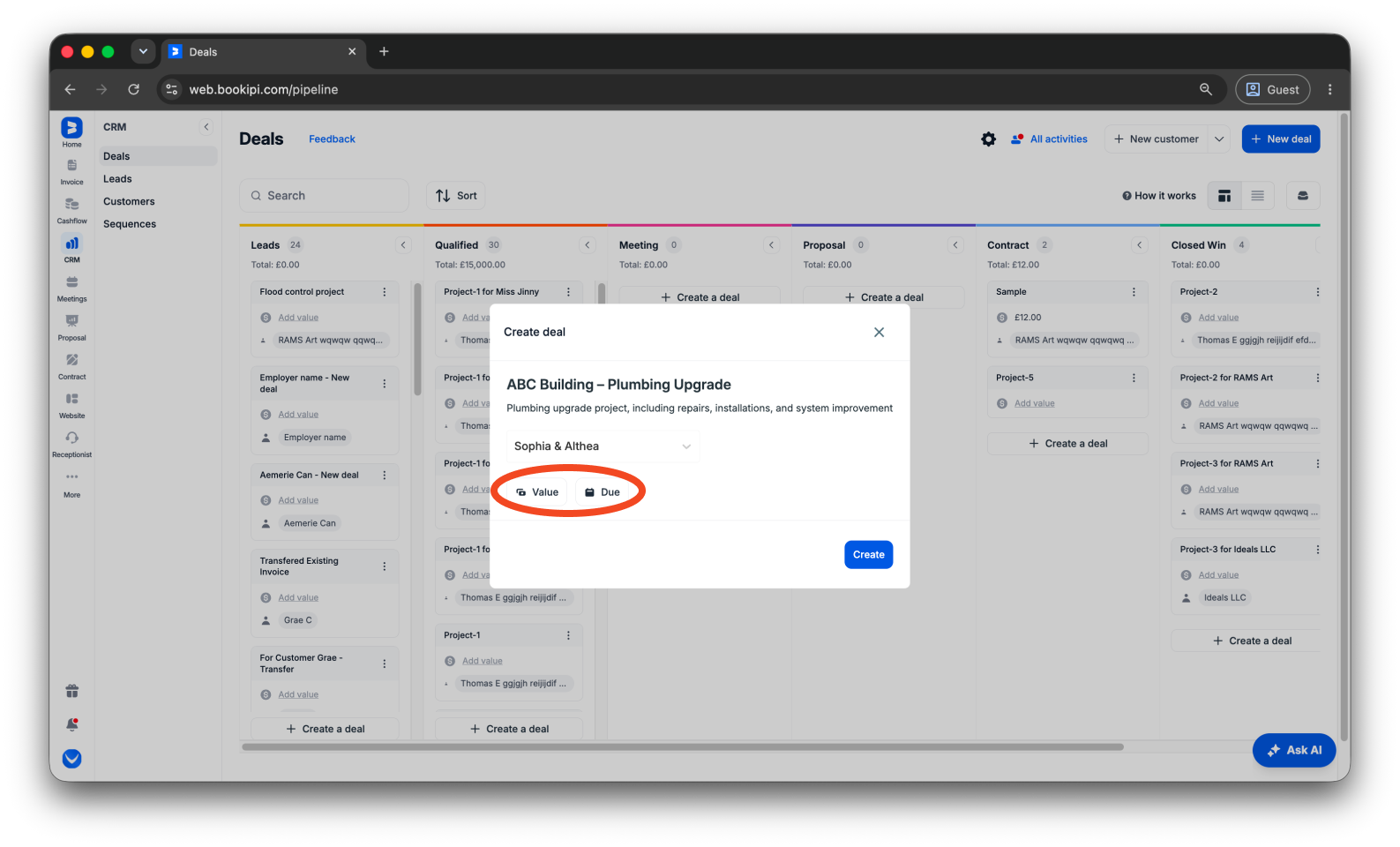 Uncategorized - How to create a deal in Bookipi CRM - 8