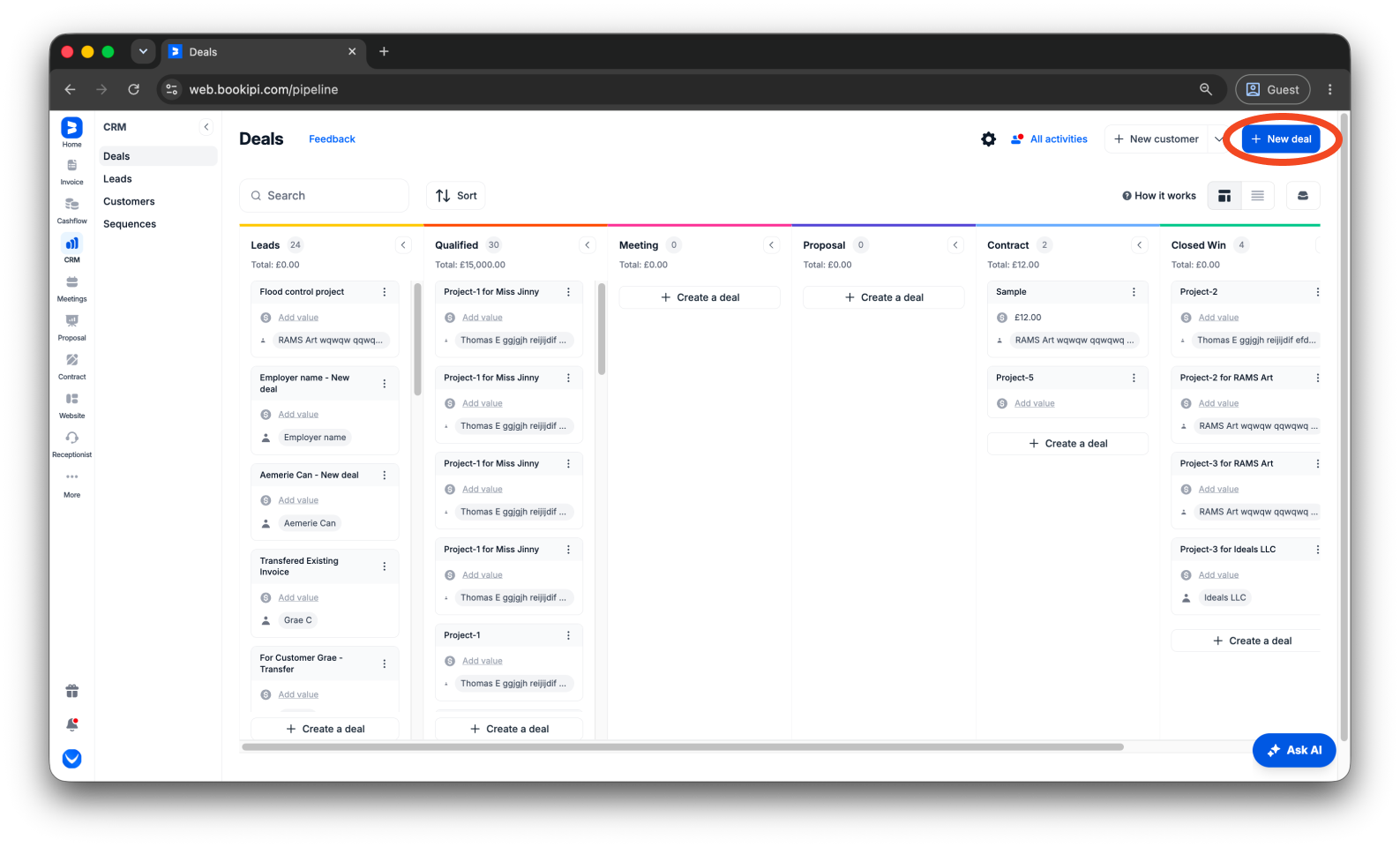 Uncategorized - How to create a deal in Bookipi CRM - 3