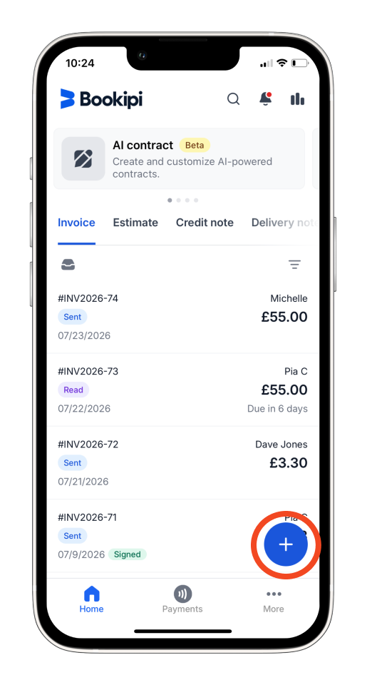 Uncategorized - How to create and send an invoice on the mobile app - 1