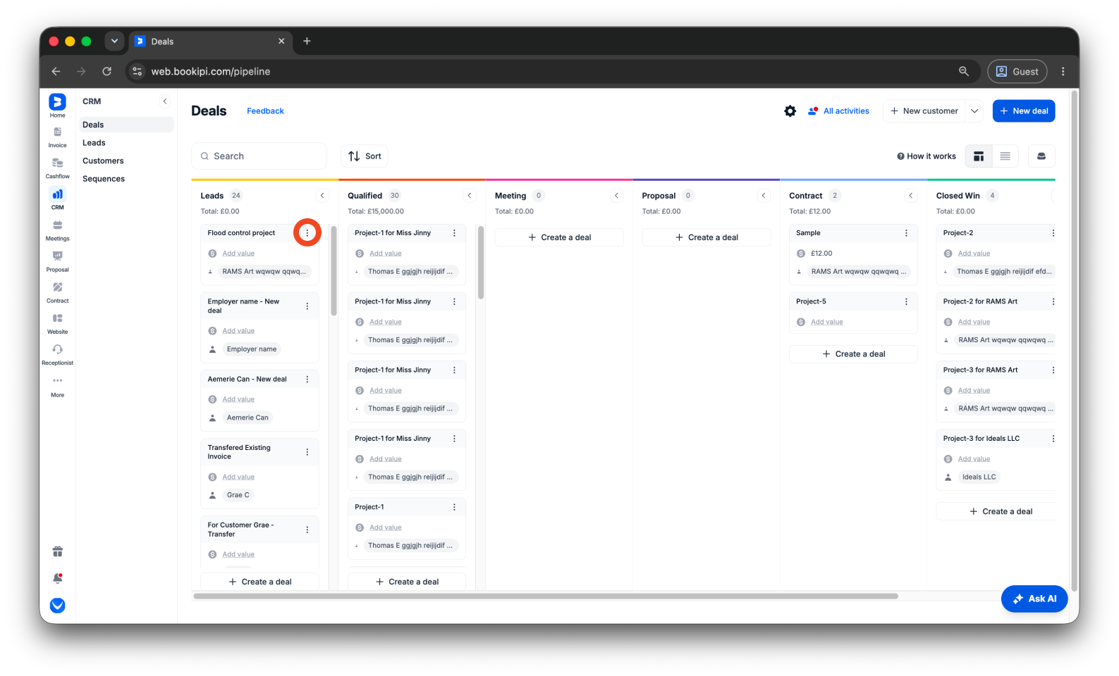 Uncategorized - How to delete a deal in Bookipi CRM - 3