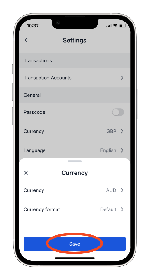 Invoice Mobile App - How to set a default currency in the mobile app - 5