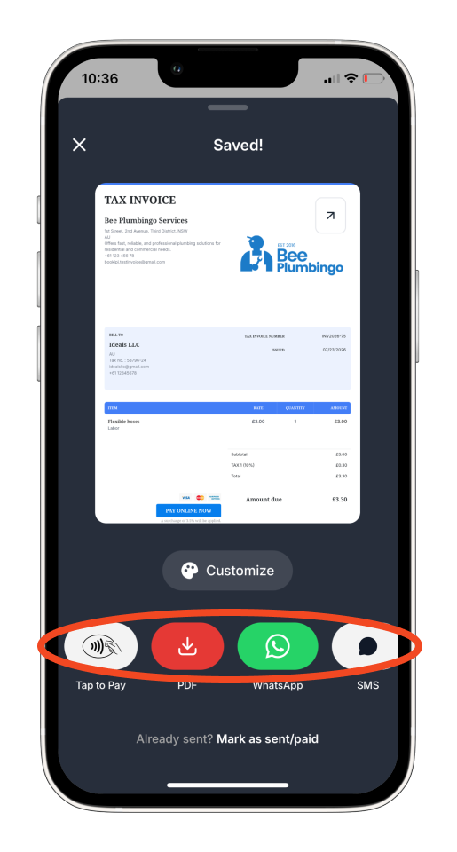 Uncategorized - How to create and send an invoice on the mobile app - 13