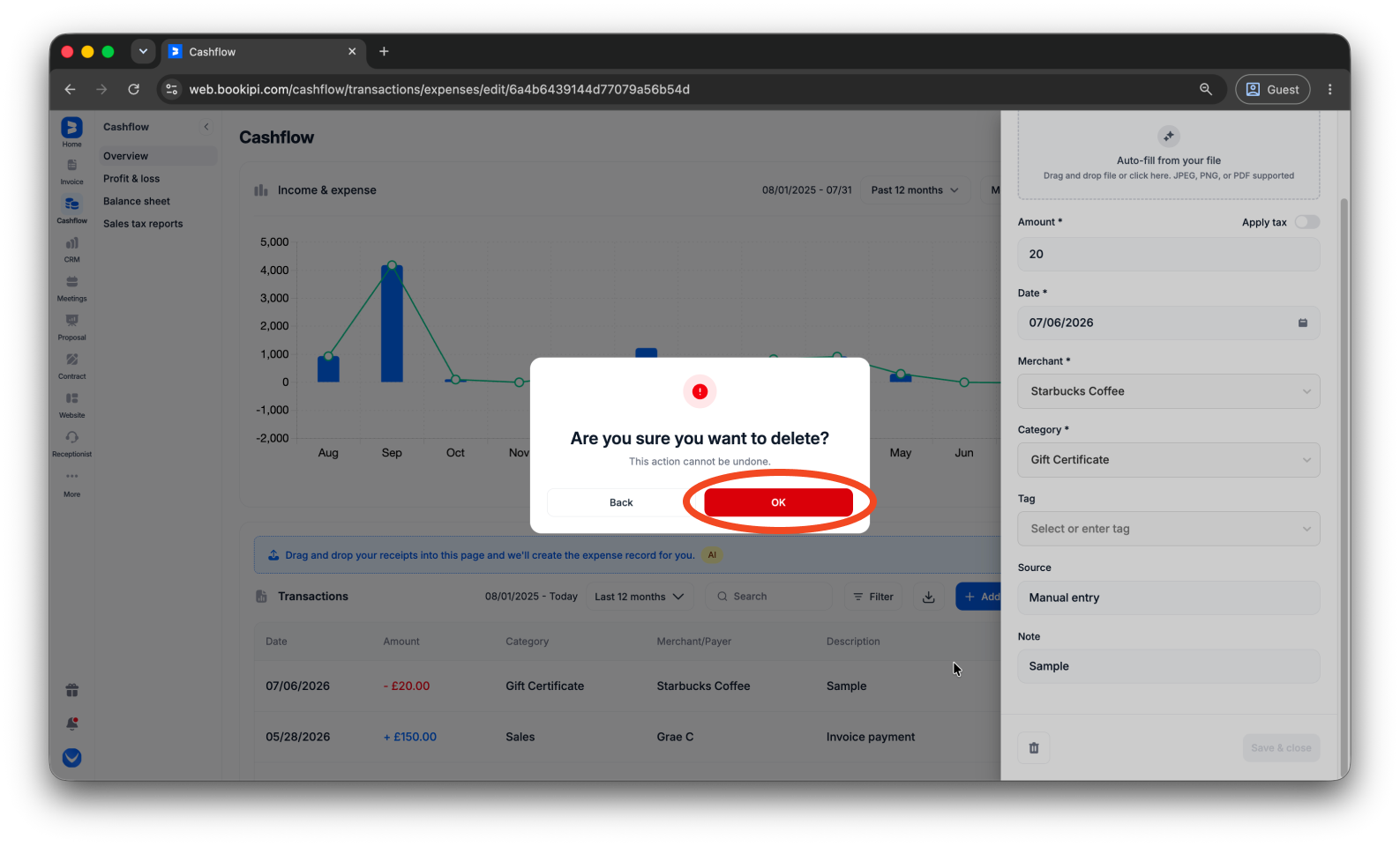 Uncategorized - How to delete expense on the Web app - 6