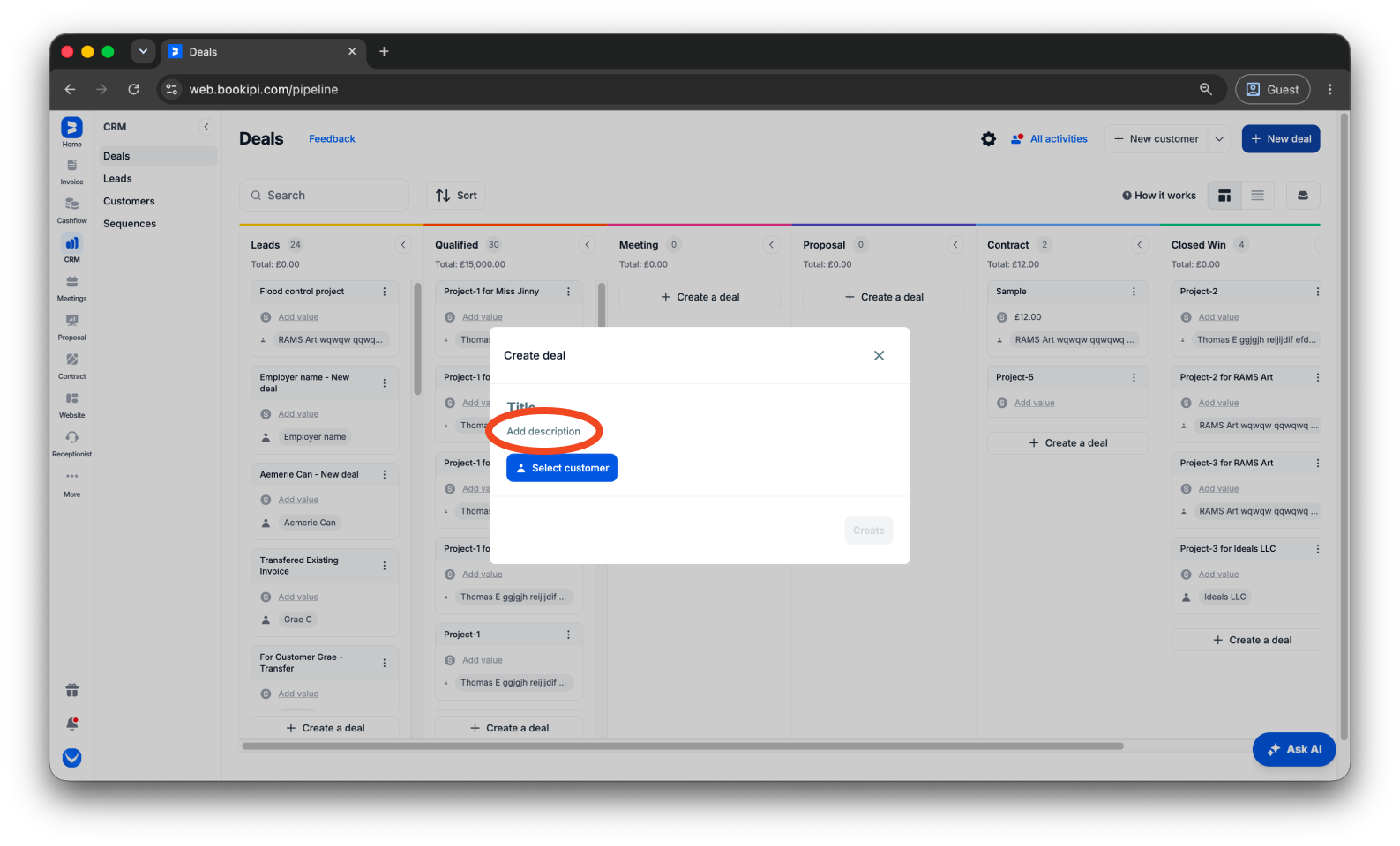 Uncategorized - How to create a deal in Bookipi CRM - 6