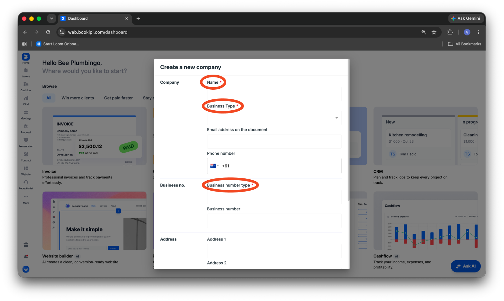 Invoice Web V2 - How to add another business - 4