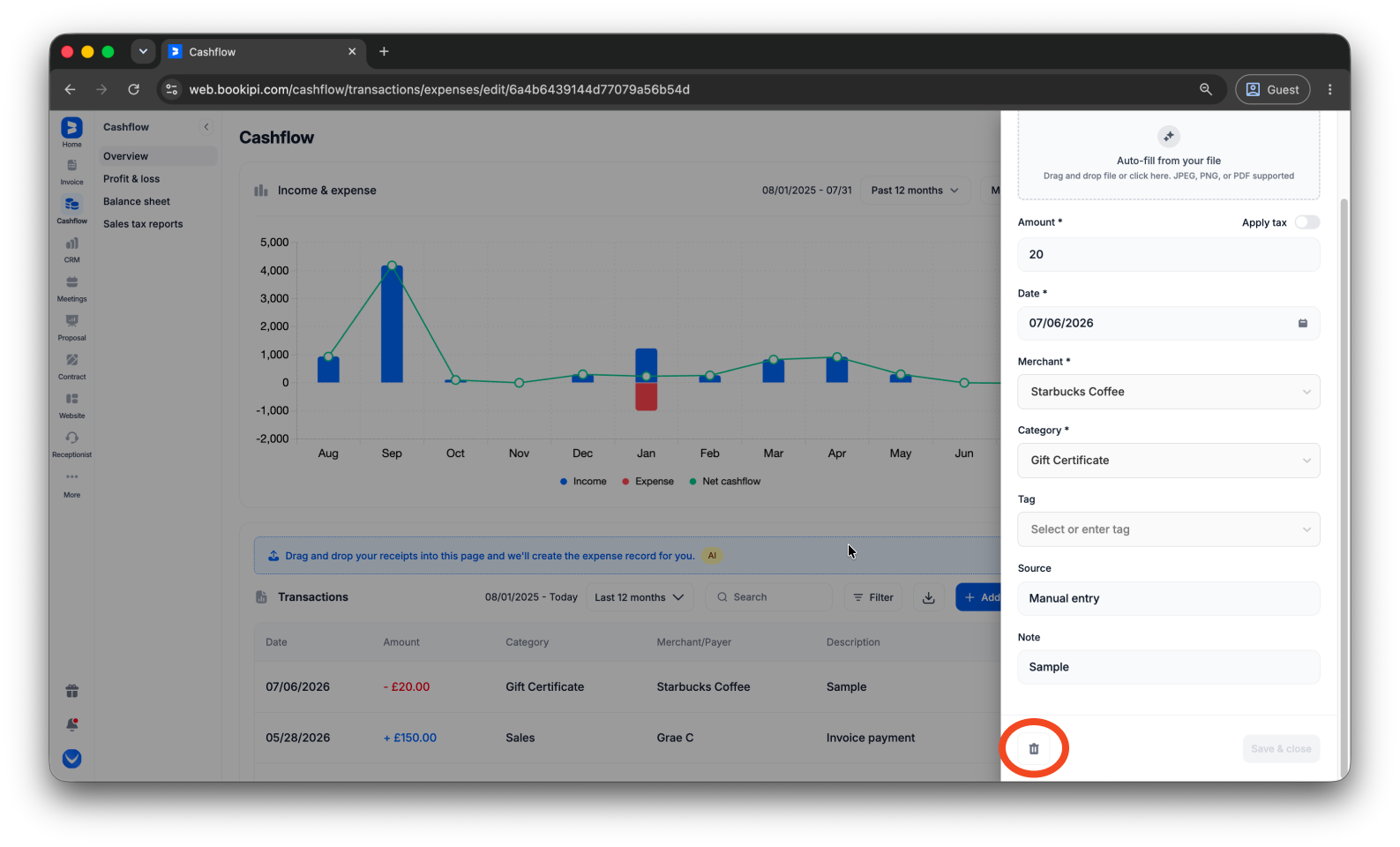 Uncategorized - How to delete expense on the Web app - 5