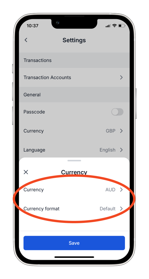 Invoice Mobile App - How to set a default currency in the mobile app - 4