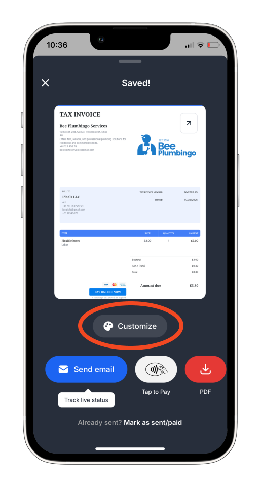 Uncategorized - How to create and send an invoice on the mobile app - 11