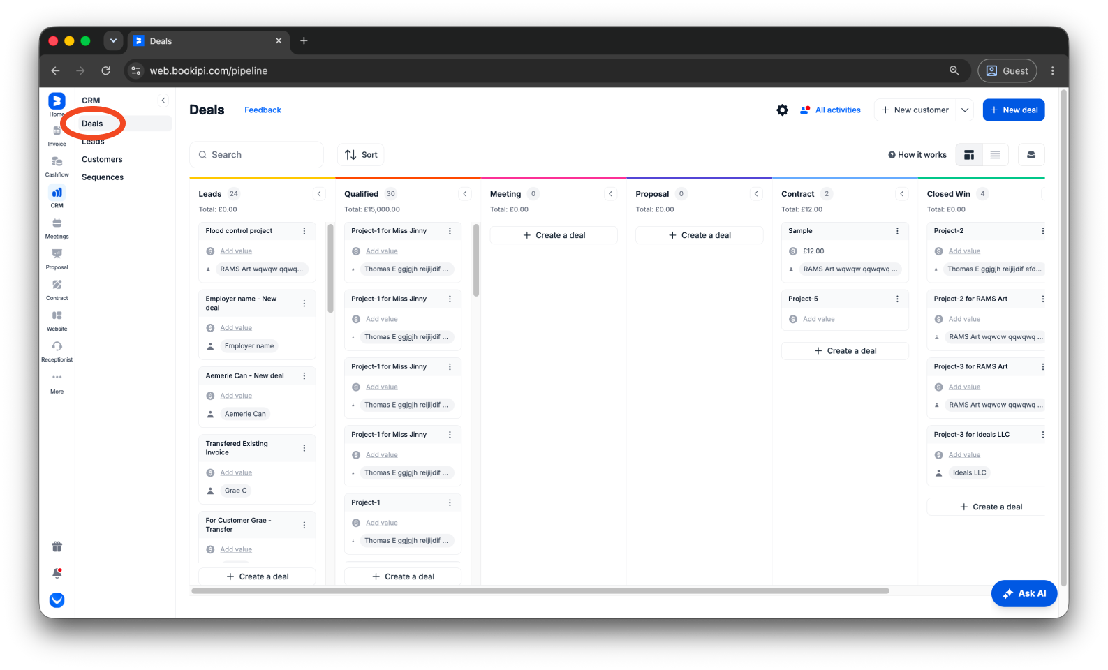 Uncategorized - How to create a deal in Bookipi CRM - 2