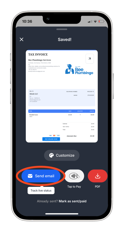 Uncategorized - How to create and send an invoice on the mobile app - 12