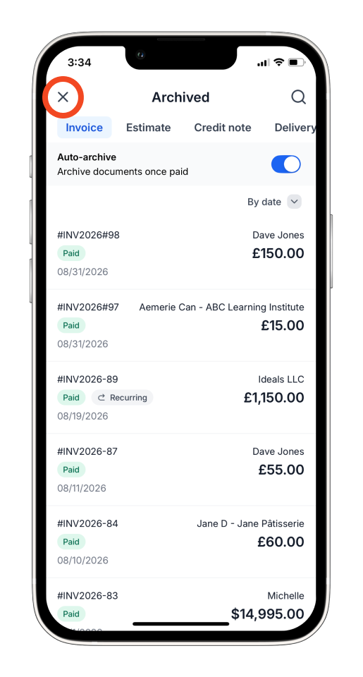 Invoice Mobile App - Auto Archive Paid invoices - 3